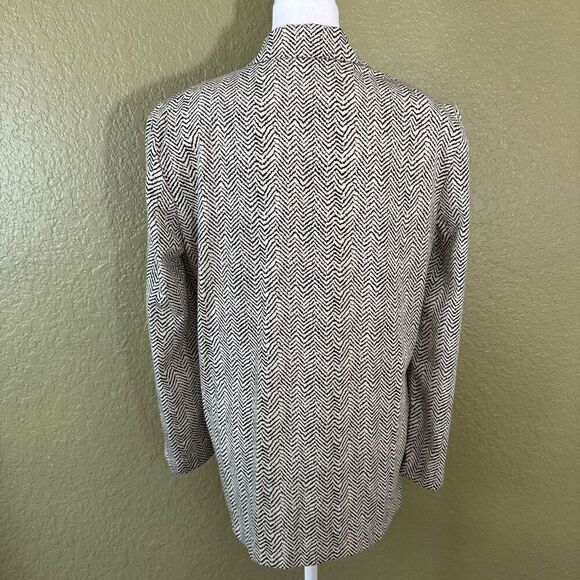 Vintage Claude Womens Size S Single Button Herringbone Blazer Jacket Black Cream - Picture 5 of 9